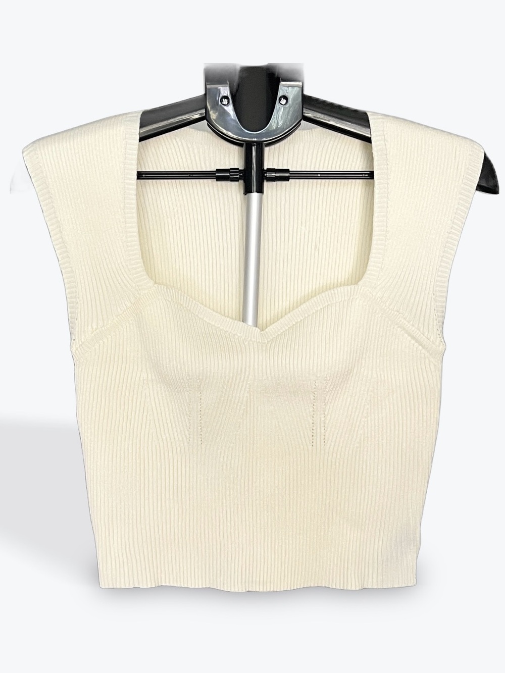 Cider Ribbed Square-Neck Knit Tank in Cream